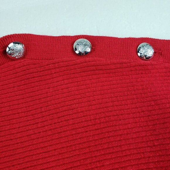 Lauren Ralph Lauren Button Sweater Womens Medium Red Long Sleeve Cotton Pullover - Picture 2 of 9
